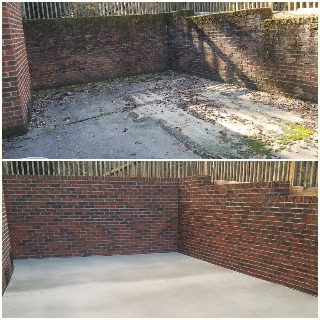 Brick Retaining Wall and Patio Pressure Washing in Jefferson City, TN